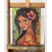 Tropical girl portrait -exotic oil painting 